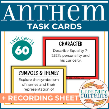 Preview of Anthem | Rand | Analytical Task Cards and Response Sheet | AP Lit HS ELA