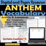 Anthem Vocabulary Ayn Rand: Handout, Editable Quiz - Digit