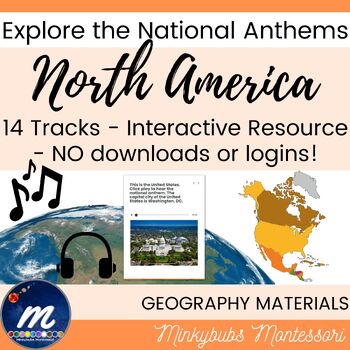Preview of Anthems of North America Interactive Resource NO Logins Downloads DL or in class