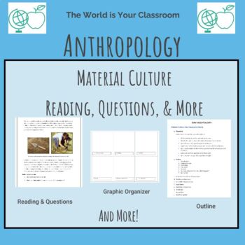 Preview of Anthropology Unit Material Culture: Reading, Questions, Vocab, Quiz Archeology