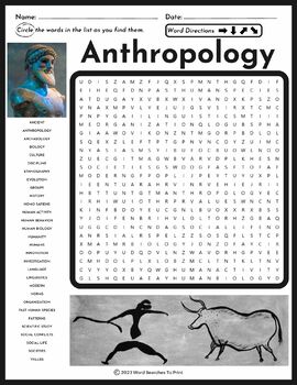 Preview of FREE Anthropology Word Search Puzzle