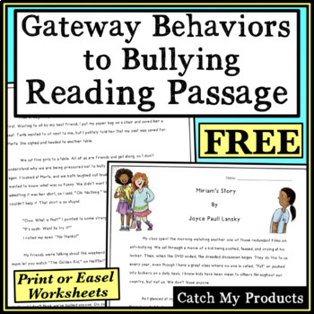 Preview of Bullying Social Story Gateway Behaviors in Print or Digital Worksheets