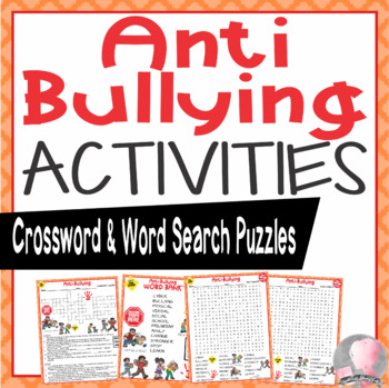 Preview of Anti Bullying Activities Crossword Puzzle and Word Searches