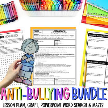 Preview of Anti-Bullying Lesson Bundle Lesson Plan Powerpoint worksheets Activities
