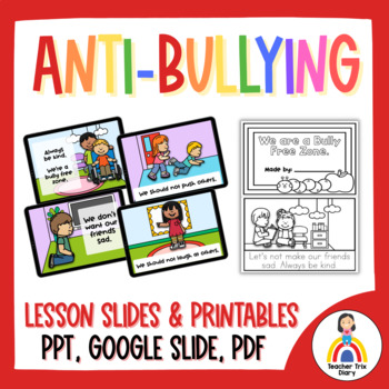 Preview of Anti-Bullying Lesson Presentation,  Posters and Mini Book | Back to School