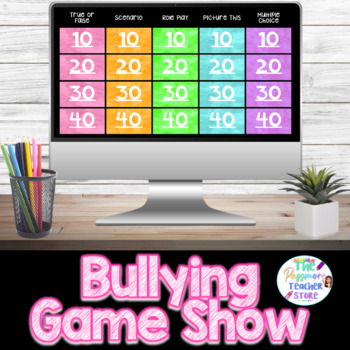 Preview of Anti Bullying Orange Shirt Day Jeopardy Game Show | Character Education Activity