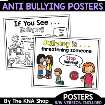 Anti Bullying Posters and Coloring Pages Back to School by The KNA Shop