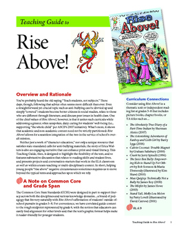 Preview of Anti Bullying, "Rise Above" teacher's study guide