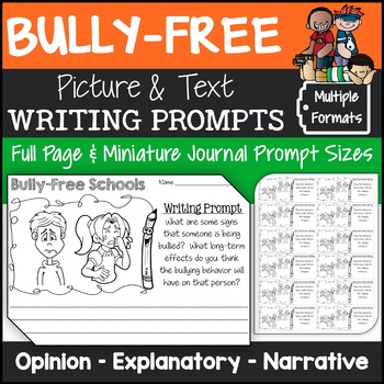Preview of Anti-Bullying Writing Prompts with Pictures {National Bully Prevention Month}