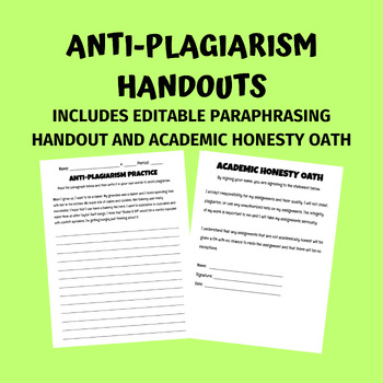 Preview of Anti-Plagiarism Handouts
