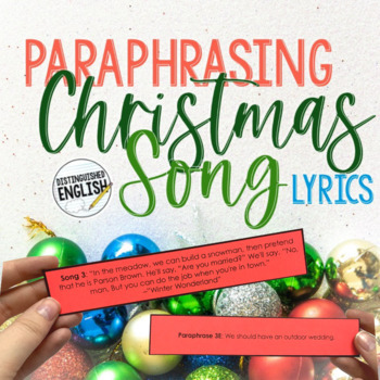 Preview of Plagiarism Paraphrasing Holiday Activity Christmas Carols Middle School ELA Fun