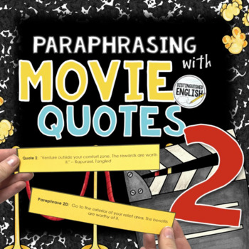 Preview of Paraphrasing Activity Avoiding Plagiarism Movie Quotes Middle School Writing 2