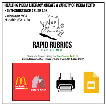 Preview of Anti-Substance Abuse Ads - Time Saving Task - Ontario - Health - Rapid Rubrics