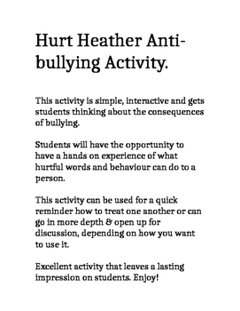 Preview of Anti-bullying Activity- 'Hurt Heather'
