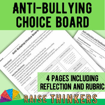 Preview of Anti-bullying Choice Board Middle School Science differentiated project