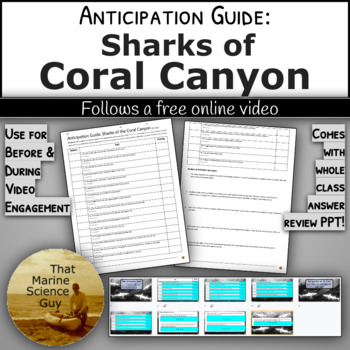 Preview of Anticipation Guide - Sharks of Coral Canyon w/Whole group review & Key