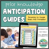 Anticipation Guide Templates | Digital + Printable