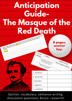 Preview of Anticipation Guide- The Masque of Red Death: Poe