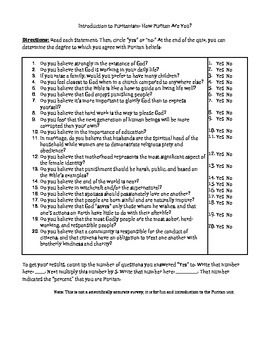 Poetry Survey Worksheets Teaching Resources Teachers Pay Teachers - anticipatory survey how puritan are you