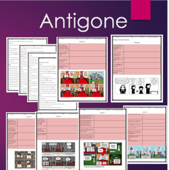 Preview of Antigone Guided Reading Questions Bundle: Prologue, Scene 1,2,3,4,5, Exodus