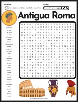 Antigua Roma Sopa de Letras – Spanish Ancient Rome Word Search Puzzle