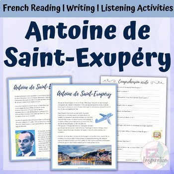 Preview of Antoine de Saint-Exupéry | French Reading Comprehension and Author Activities
