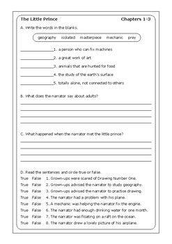 Antoine de Saint-Exupery "The Little Prince" worksheets by Peter D