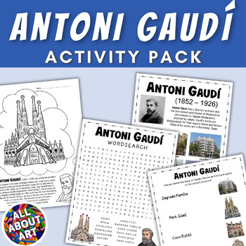 Preview of Antoni Gaudi Activities - Coloring Page, Word Search, etc. - Building On Nature