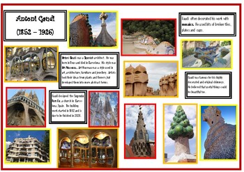 Preview of Antoni Gaudi knowledge organiser/fact sheet/ crib sheet