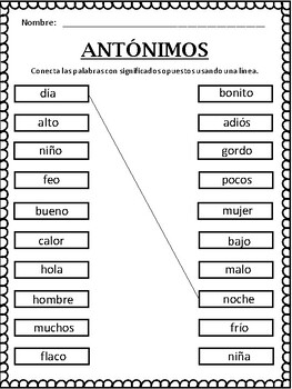 Preview of Antónimos - Antonyms in Spanish
