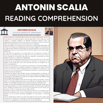 Preview of Antonin Scali Biography Reading Comprehension Supreme Court Justice