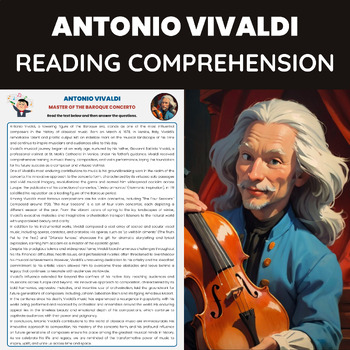 Preview of Antonio Vivaldi Reading Comprehension Worksheet | Baroque Music Composer