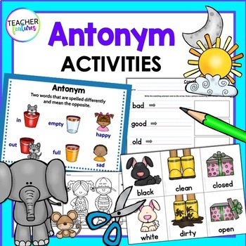 Antonym Center Activities & Matching Games by Teacher Features | TPT