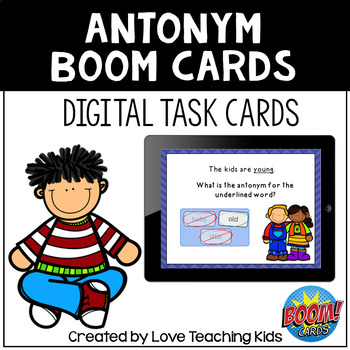 Preview of Antonym Boom Cards Digital Task Cards for Distance Learning
