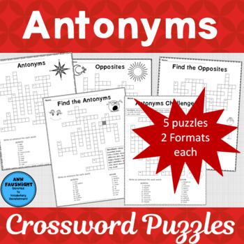 Antonym Crossword Puzzles by Ann Fausnight Teachers Pay Teachers