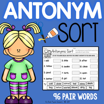 Preview of Antonym Sort Worksheets Distance Learning