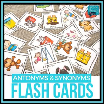 Antonym & Synonym Flash Cards by Speech Therapy Plans | TpT