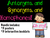 Antonym, Synonym, and Homophone Posters and Interactive Booklets