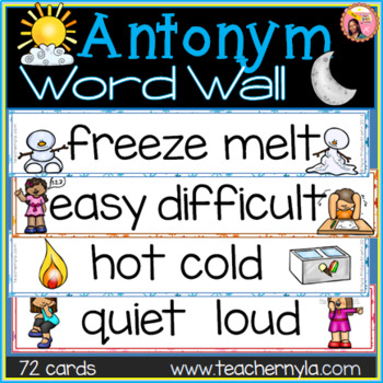 Preview of Antonyms Word Wall - Illustrated