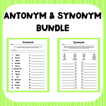 Antonym And Synonym Word Work Sheets By Miss Johnson Teaches Tpt