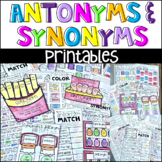 Antonym and Synonym Worksheets Printables and Activities f