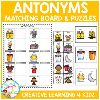 Antonym Matching Boards & Puzzles by Creative Learning 4 Kidz | TPT