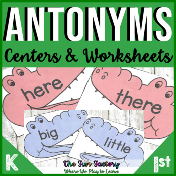 Preview of Antonym Worksheets and Center Activities - EDITABLE Pages