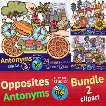 Preview of Antonyms Clipart | Opposite Words Clipart | Bundle # 2