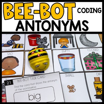 Preview of Antonyms Coding Robotics for Beginners Mat Bee Bot Activities