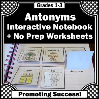 Preview of Antonyms Speech Therapy Craftivity Vocabulary Activities Interactive Notebook