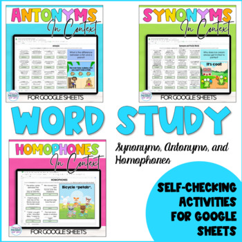 Synonyms Antonyms Homonyms Spreadsheet Activity