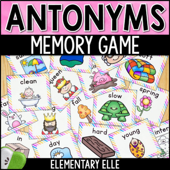 Preview of Antonyms Memory Game | Literacy Center Task Cards