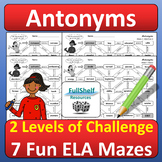 Antonyms Opposites Worksheets Nouns Verbs Adjectives ELA M