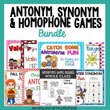 Antonyms, Synonyms and Homophones Games Bundle by Reading and Writing ...